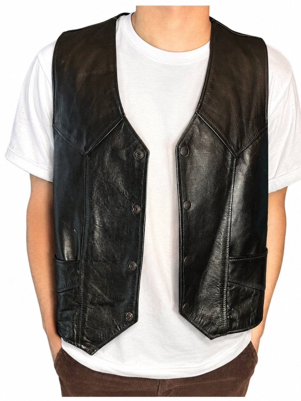 100% Leather Vanguard Black Vest